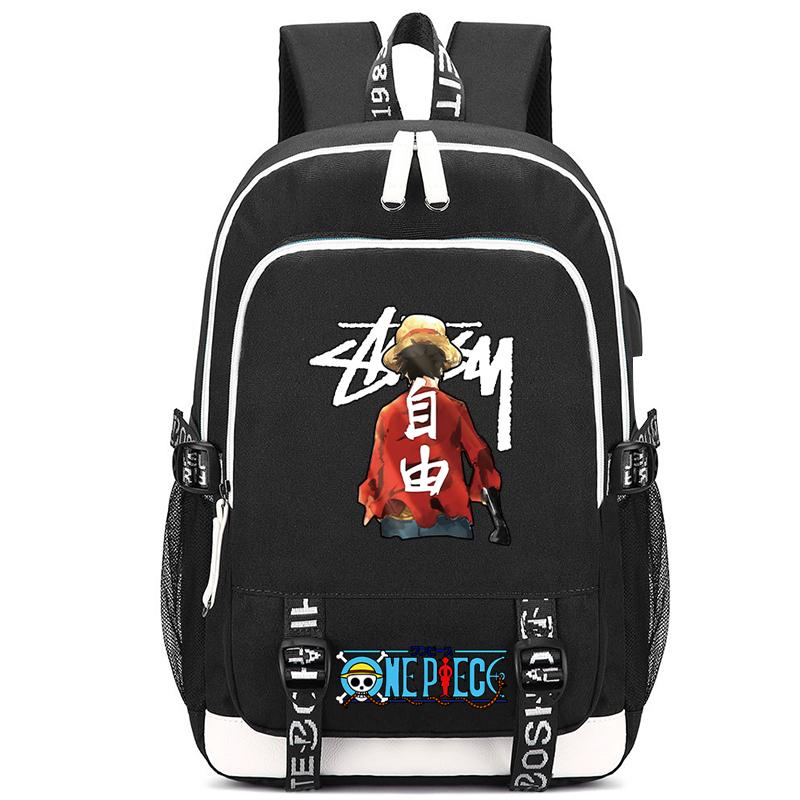Anime One Piece Charge Versatile Bag Document Bag for Boy Girl Back To School Book Bag Large Capacity Student Goku Bag Men Women Leisure Travel Bag