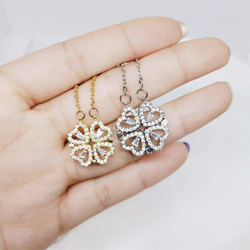 2 Styles Women Necklaces Shining Full Cubic Zircon Love Heart Pendant Choker Necklaces Jewelry Cute Event Party Event Accessory Cool Foldable