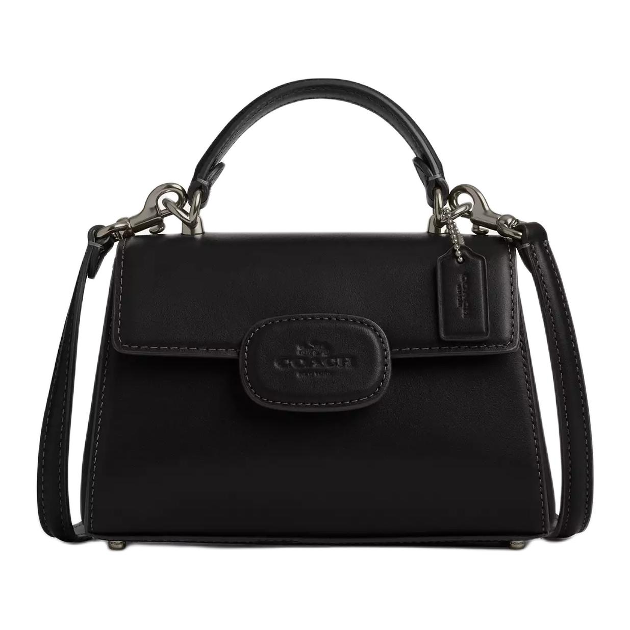 

Coach Eliza 18 Letter Print Snap Closure Refined Calfskin Shoulder Crossbody Handbag Small Women handbags Gold Black CW182-QBBK Basic Set (Bag+Dust Bag)