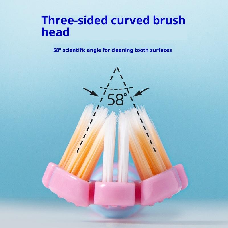 2 Stück Stereo Dreiseitige Zahnbürste Ultrafeine Weiche Borsten Erwachsenen-Zahnbürste Tiefenreinigung Detail Zwischenräume Reinigung Gesundheit Mundpflege
