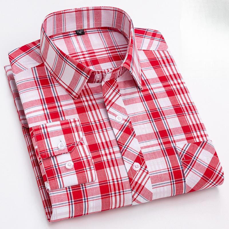 100% Pure Cotton Plaid Long-Sleeve Shirt For Men Spring/Summer Casual All-Cotton Shirt Versatile Business Style For Young Men