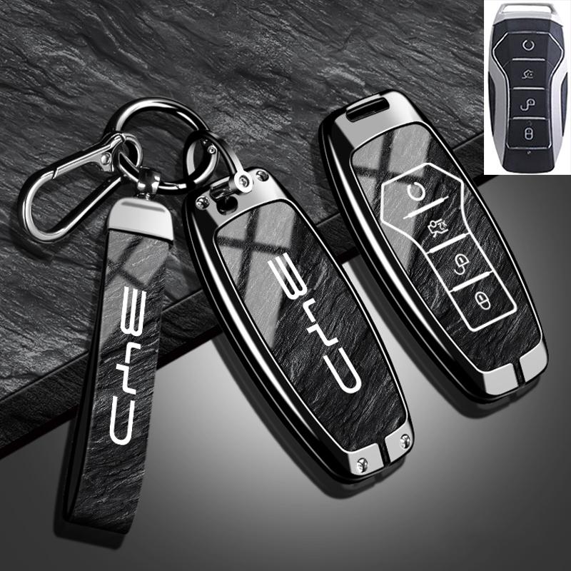 New Fashion Car Key Case Cover for BYD Song Pro Plus Max Dmi EV Seal Dolphin Zinc Alloy Stone Pattern TPU Keychain Accessories