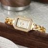 Ladies' high-value fashion bar scale square dial buckle shaped steel strip inlaid with diamonds outer shell quartz watch
