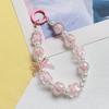 Creative  Beaded Bow Chain Pendant Decoration Keychain Mobile Phone Anti Loss Chain Bag Ornaments Car Accessories Gift