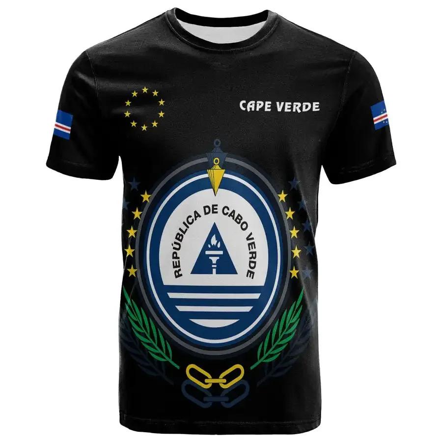 

2024 Cape Verde Flag Graphic T Shirts Summer 3D Printed Sports Outdoor O neck T-shirt Men s Short Sleeved Football New In Tops S