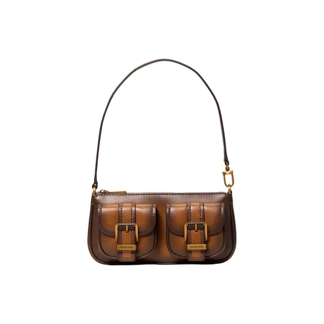 

Michael Kors MK Zoe Gold Hardware Polished Leather Shoulder Bag Small Women Bags Brown 32F5AZCU1O-LUGGAGE Basic Set (Bag)
