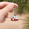 Cartoon RV Shape Keychain, Contrasting Color Keyring Accessories for Travel Trailers, Enameled Metal Retro Camping Car Keychain