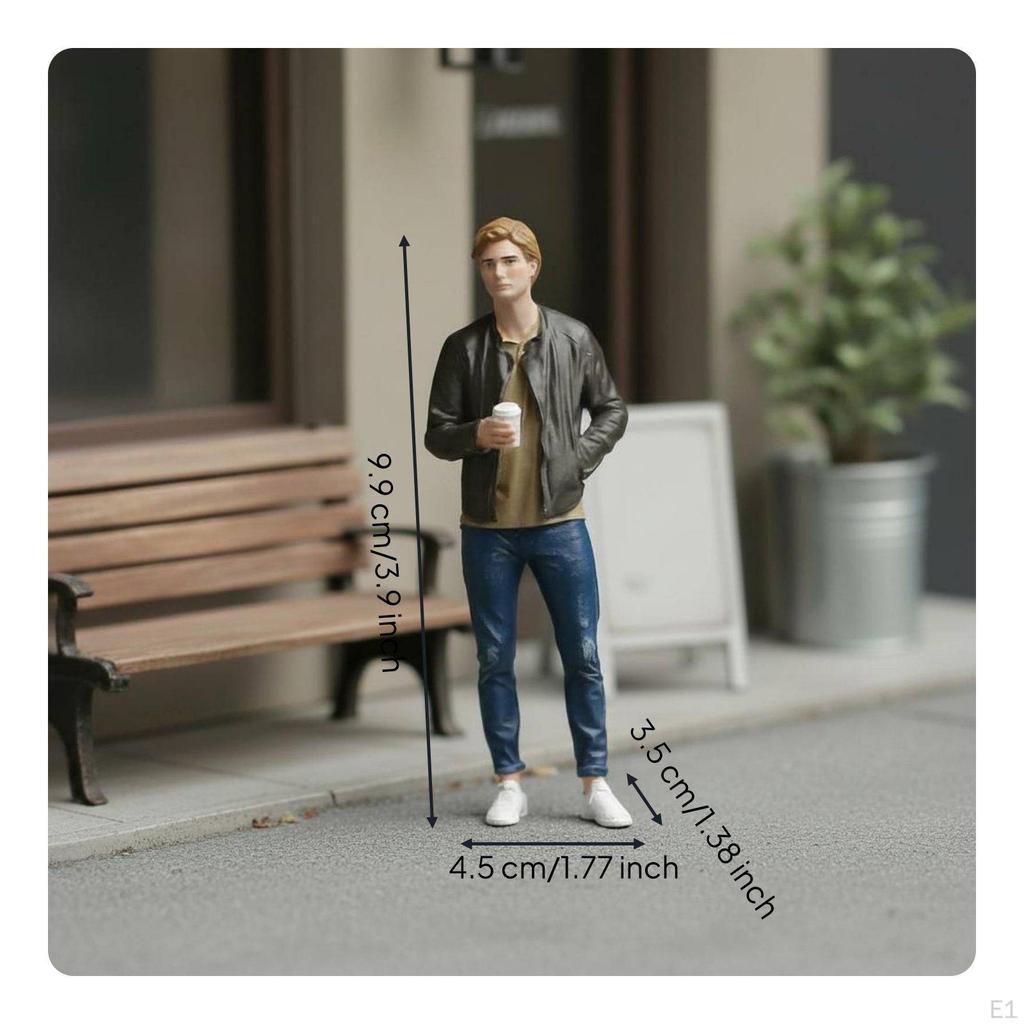 Miniature Male Figurine Finely Detailed Coffee Drinker for Hobbyists, Dioramas 118 Painted