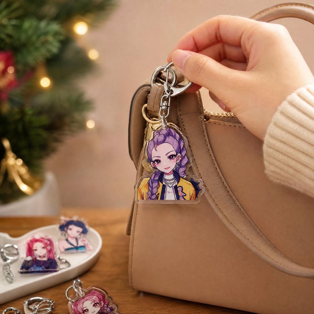 Christmas Advent Calendar 2D Flat Acrylic Character Keychain Surprise Holiday Collectible Gift for Teens