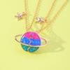 Ensemble de 2 colliers avec breloques émail pailleté BFF Chaîne avec pendentif assortie Terre Meilleures Amies Pour Filles Âme Sœur Espace Cadeau Amitié
