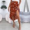 Women's Spring Summer Flower Asymmetric Ruffle Edge High Waist Chic Skirts