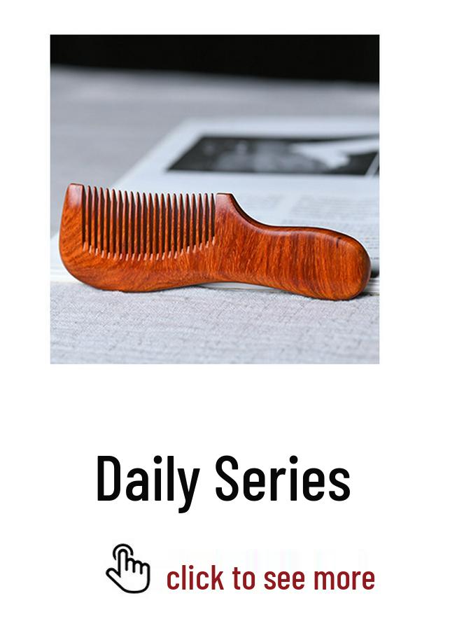 Indischer Rosenholz-Kamm mit geschnitzten kleinen Blättern - Holzkamm mit rotem Holzmuster