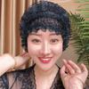 Fashion Soft Beauty Lace Curling Hat Breathable Polyester Elderly Beauty Cap Dome Brimless Beanie Elastic Curly Hair Hat Girls