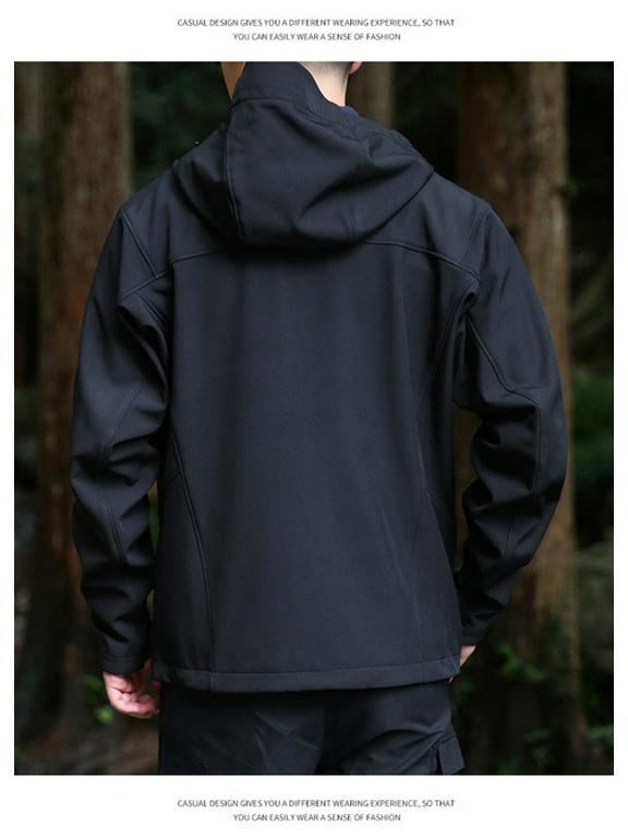 Men's 2025 Spring Softshell Hooded Windproof Waterproof Jacket - Casual Outdoor Workwear Coat