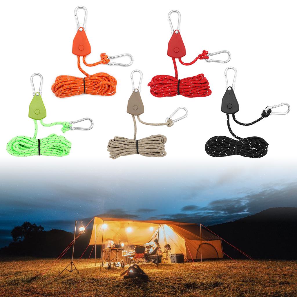 Tent Rope Lock Pulley Adjuster Fixed Buckle Rope Adjustable Ratchet Pulley Tent Stopper Tie Downs Rope Hanger Camping