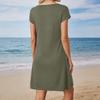 Summer Dresses for Women Loose Square Neck Cap Sleeve Casual Beach Vacation Tshirt Dress Sundresses with Pockets