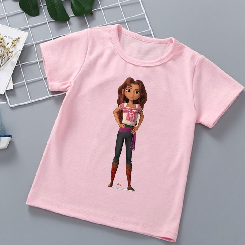 Hot-selling Children's T-shirt with Mustang Spirit Cartoon Print, Fashionable and Trendy for Girls