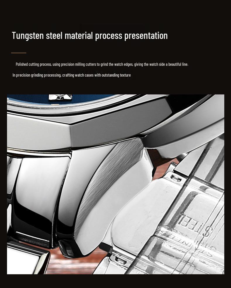 Jinshidun Men's Tungsten Steel Automatic Waterproof Mechanical Watch