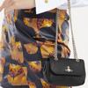 VIVIENNE WESTWOOD Saturn Logo Snap Closure Leather Crossbody Bag Small Women Bags Black 5C01000BWS000BBLACK