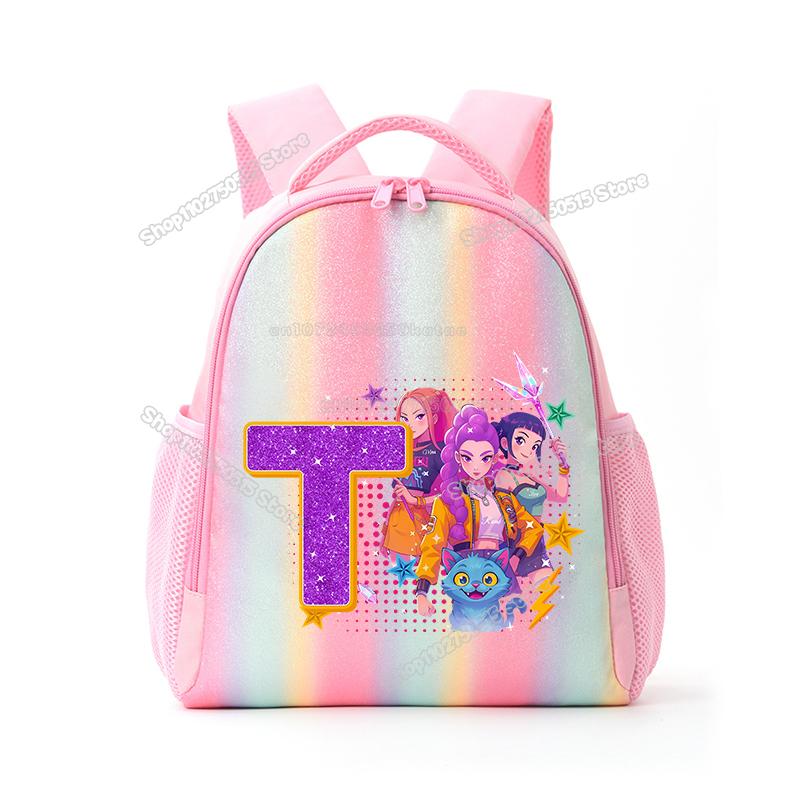 Perfect KPop Demon Hunters Letter A-Z Rainbow Backpack Rumi Mira Zoey Student School Backpack Anime Movie Women Girl Travel Rucksack