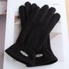 Elastic Men Full Finger Mittens Five Finger Thin Fleece Gloves Fleece-lined Gloves  Outdooor