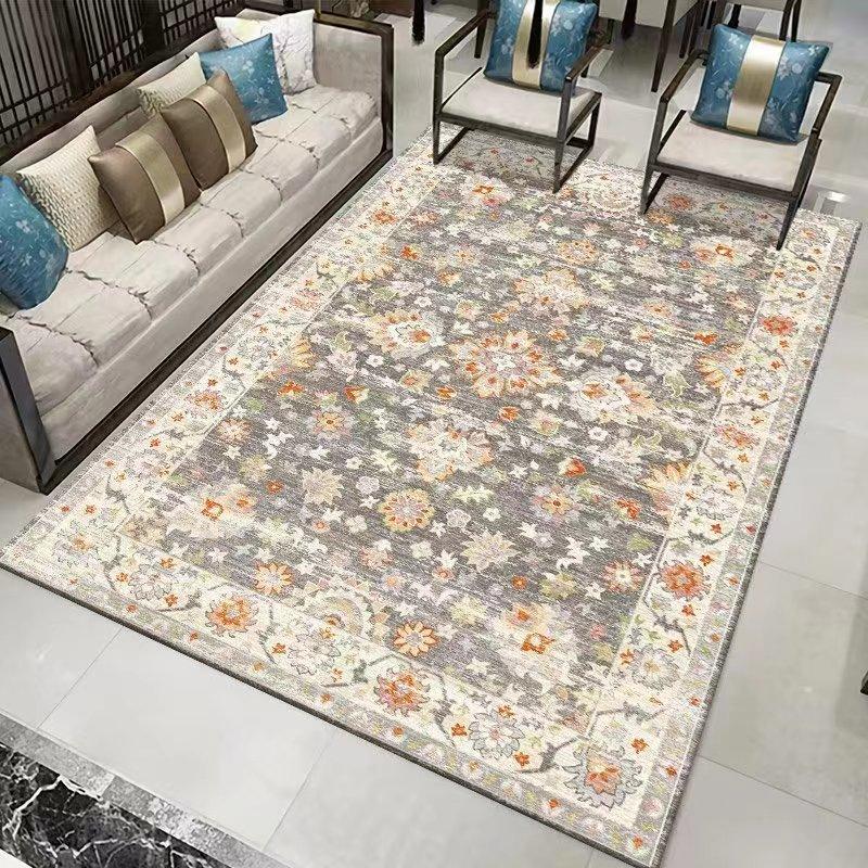 Living Room Mat with Floral Pattern, Washable Modern Mat for Bedroom Entryway Lounge Soft Luxurious Non-Slip Thick Elegant Dreamy Landscape Fashion