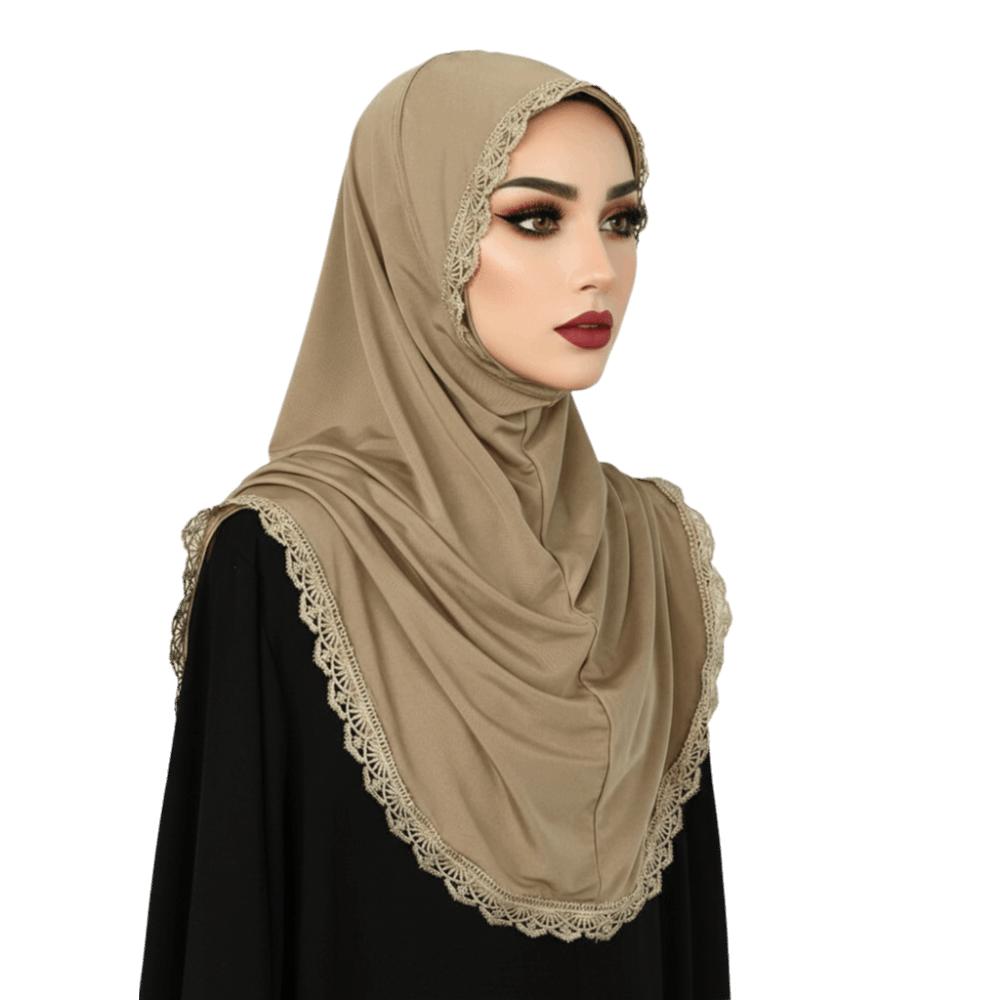 Long Hijabs Shawl Embroidered Lace Headscarf Fashion Wraps Shawl  Female