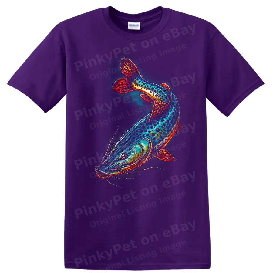 Colorful Fish Graphic T Shirt Creative Aquatic Design Fishing Lover Tee