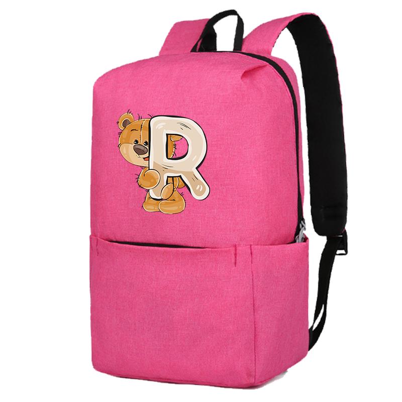 Încântător ursuleț cu 26 de litere englezești, geantă de școală pentru fete, rucsacuri de pânză pentru cosplay, pentru copii, geantă pentru copii înapoi la școală