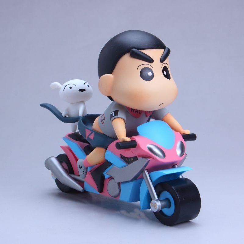 Kawaii Crayon Shin-chan Figurine Motorcycle Shin-chan Anime Figure Cartoon Ornaments Delicate Birthday Gift Home Decoration