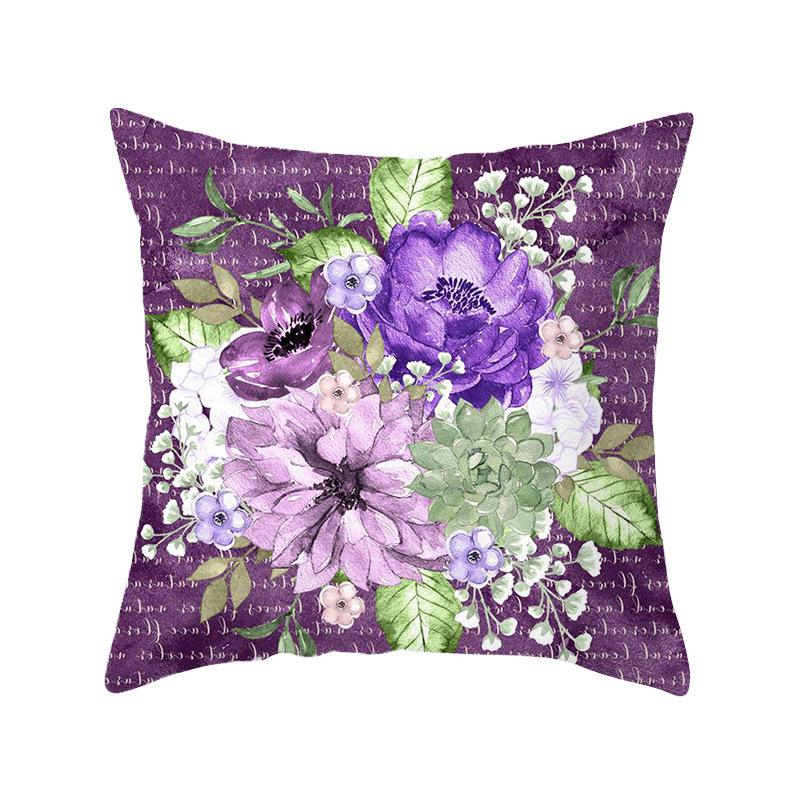 Home Decor Purple Floral Patterned Throw Pillow Covers Pattern Cushion Cover Suitable for Sofa Bedroom Car Pillow Cover