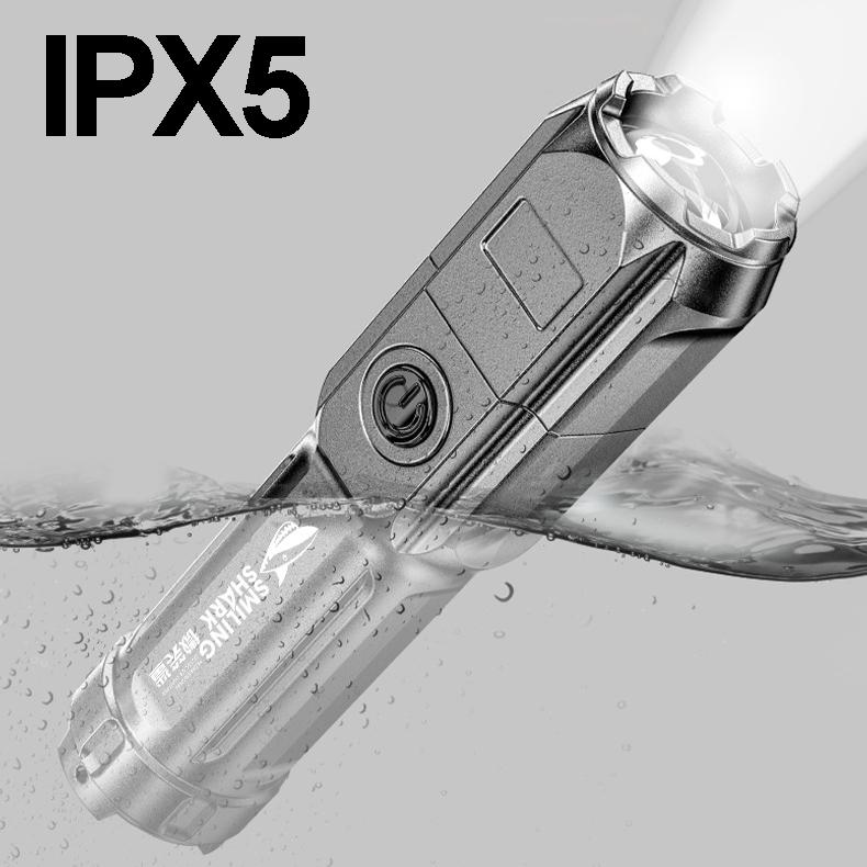 Super Bright ABS Strong Light Focusing Led Flashlight Outdoor Portable Home Built-in Battery Rechargeable Torch