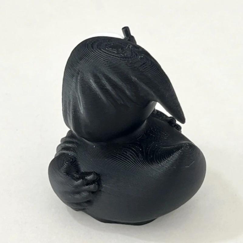 3D Printing Black Killer Duck Anime Figurine Grim Reaper Duck Halloween Ornament Cartoon Desktop Ornament Halloween Gifts Toys