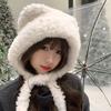 Bear Ear Knitted Woolen Hat Windproof Ear Protection Cap Fashion Winter Bomber Hat  Outdoor