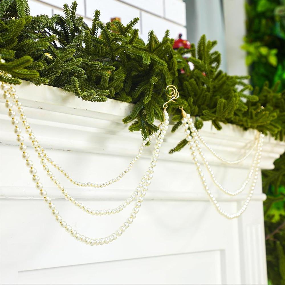 with Hanging Hooks Christmas Pearl Garland Xmas Tree Hanging Beads Chain Storefront