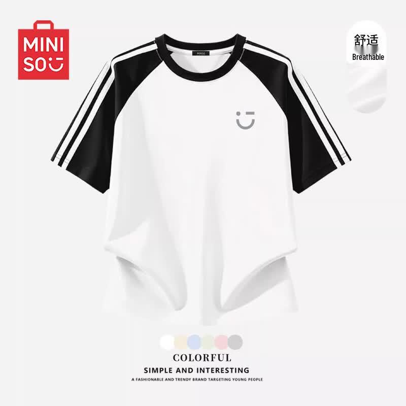 MINISO Women's Color-Block Raglan T-Shirt