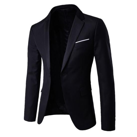 2Pcs/Set Plus Size Men Solid Color Long Sleeve Lapel Slim Button Business Suit