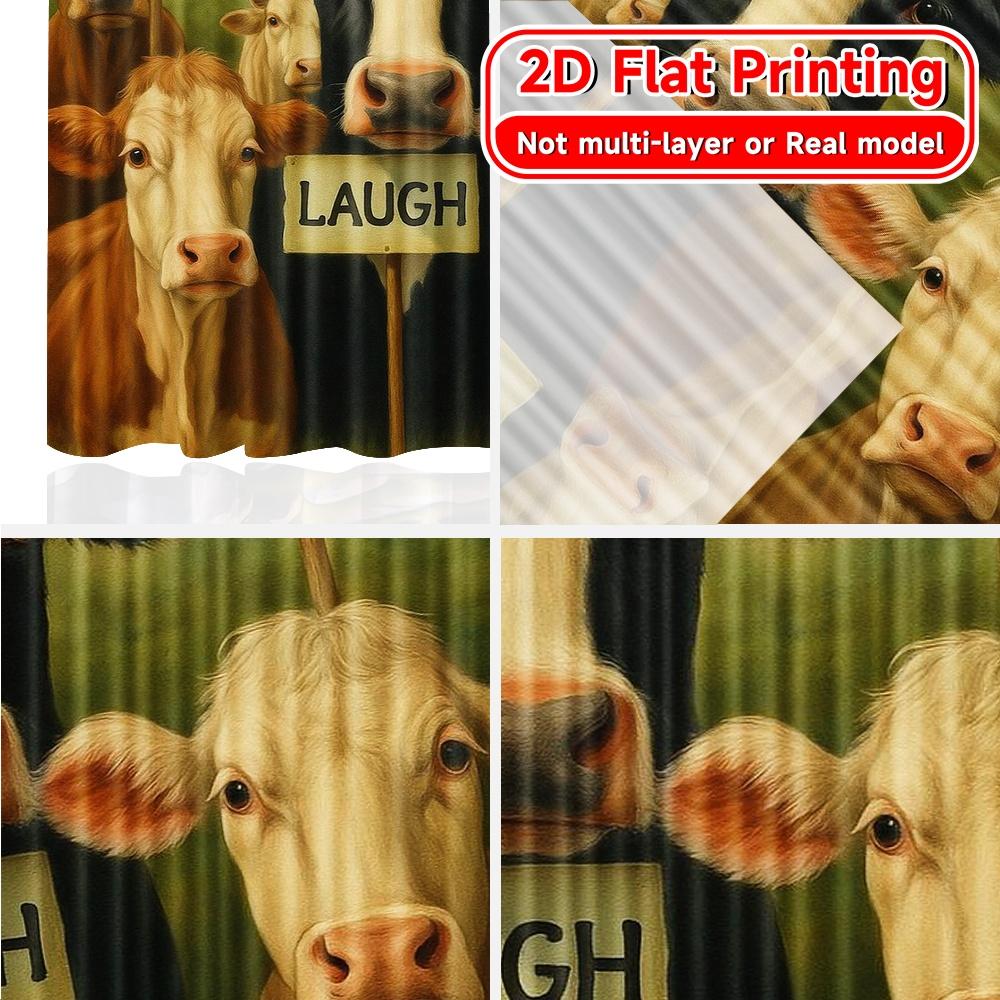 2pcs, 2D FLAT PRINTING Curtains (Without Rod) Cow Positivity Halloween Festival Fashion Curtains Versatile Durable Polyester