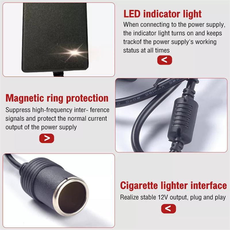 Alimentatore Adattatore Accendisigari per Auto 110V/220V a 12V 15A Convertitore AC/DC con Spina EU/US