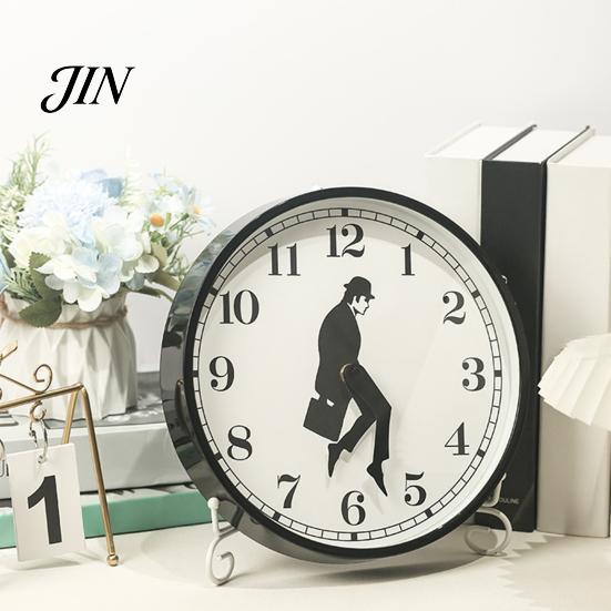 12 Inch Decorative Clock Man Silhouette Wall Clock, Silent Non-Ticking Round Hanging Home Decor Digital Analog for Office Bedroom Living Room