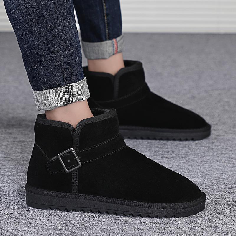 

Foreign trade large size 47 snow boots men s shoes winter new fashion waterproof non-slip velvet shoes warm 2025 cotton shoes 35 чёрный