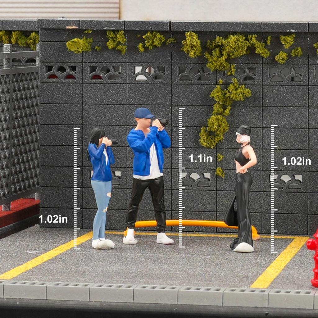 Shoucangjia Resin Figure Architectural Model and Miniature Landscape Decoration Figure and Girl 1/64 Model, DIY, Pre-painted (Photographer Model)