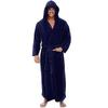 Pijama groasă, lungă, cu glugă, din flanelă, pentru bărbați, de iarnă