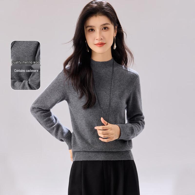 Women's Cashmere Blend Semi-High Neck Warm Wool Sweater