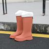 High rain shoes women's new solid color non-slip thick-soled water shoes long rain boots fashion water boots thermal rubber shoes