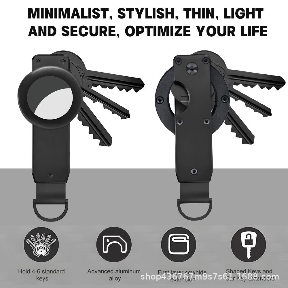 2025 Multi-Functional Metal Keychain with AirTag Slot Black (includes screwdriver)