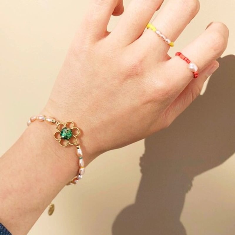 Luvinball Beads&Pearl Bracelet,Ring SET