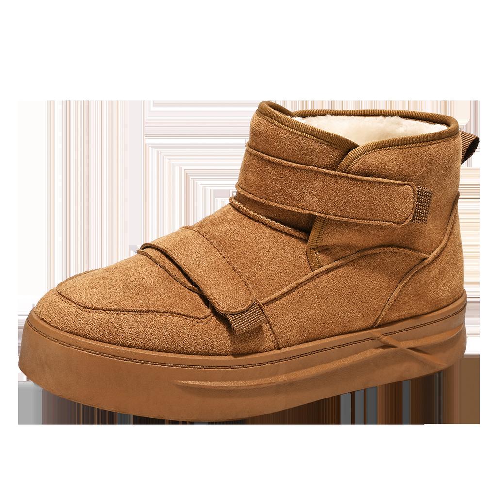 Snow boots winter velvet thickened warm down cotton shoes integrated leather and fur non-slip and cold-resistant thick-soled bread cotton boots