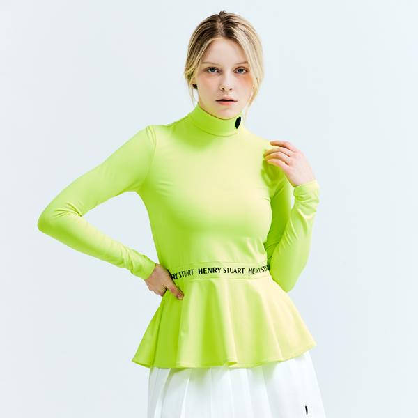 HENRY STUART Women'S Initial High-Neck Long-Sleeve T-Shirt Neon Green