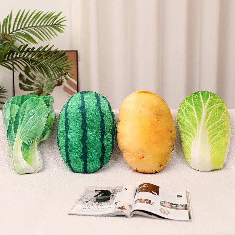 Creative Fruits And Vegetables Cabbage Green Peppers Pillow Blanket Plush Toys Home Sofa Pillow Cushion Muppet Doll